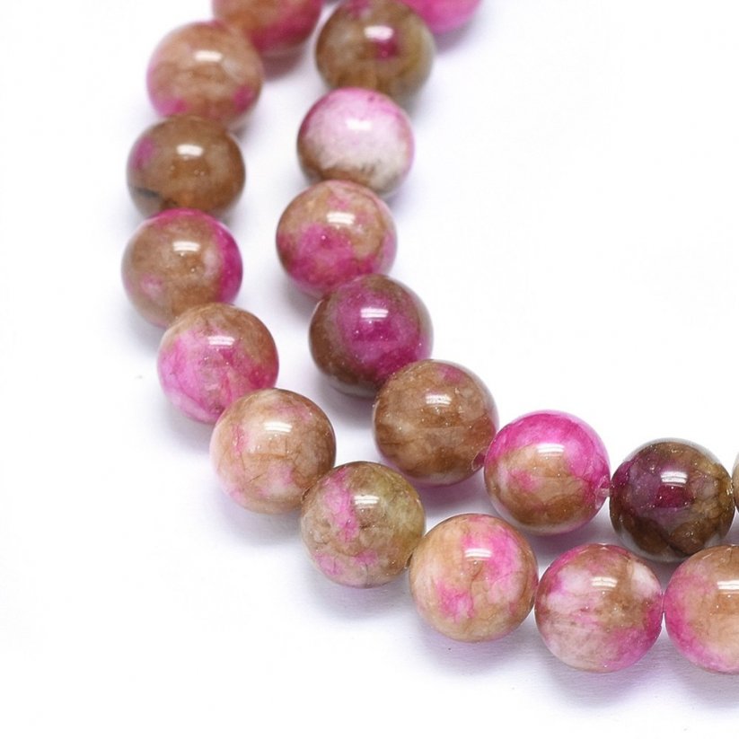 Natürlicher Nephrit - Perlen, matt, rosa-braun, 8 mm