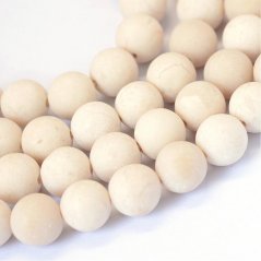 Natürliche Kalksteinfossilien - Perlen, weiß, 8 mm