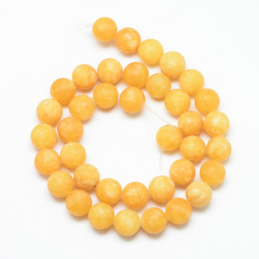 Natürlicher weißer Nephrit - Perlen, matt, gold, 8 mm