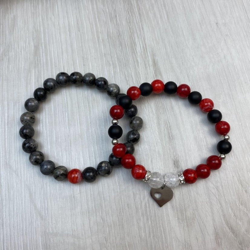 Dárková karta pro páry - náramky z labradoritu, achátu a křišťálu