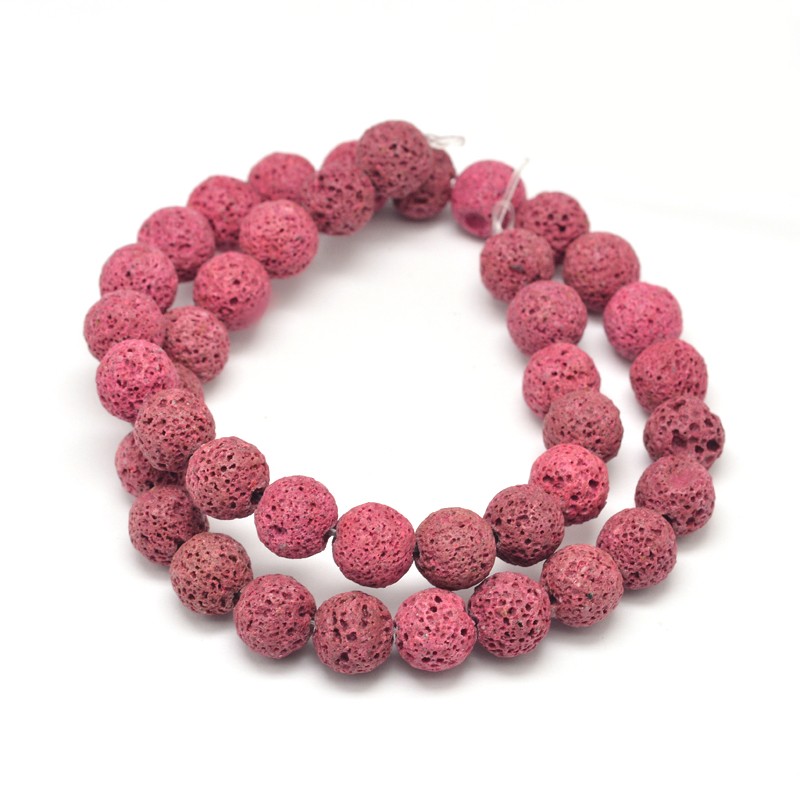 Přírodní láva - korálky, růžové, 10 mm