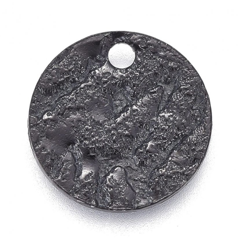 Medál 304-es acélból készült "fekete kör textúrával", 10,5x1 mm