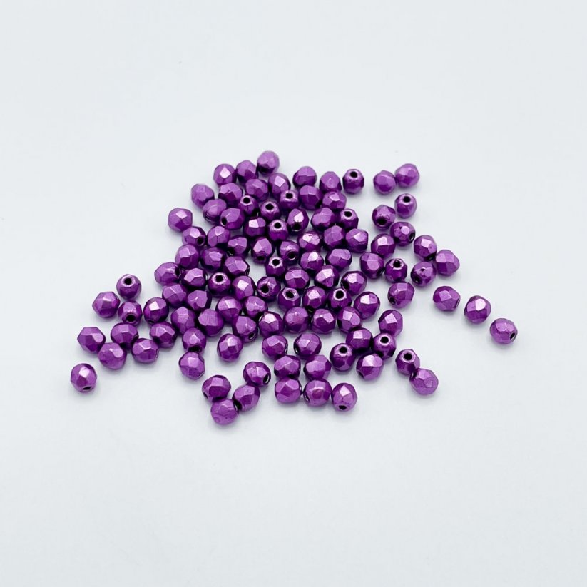 Geschliffene feuerpolierte Perlen Metallic Spring Crocus, 3 mm