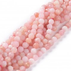Természetes rózsaszín opál - gyöngyök, csiszolt, 4 mm