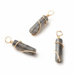 Labradorit medál, szürke, 20~21x5~5,5 mm