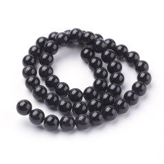 Természetes obszidián - gyöngyök, fekete, 8 mm