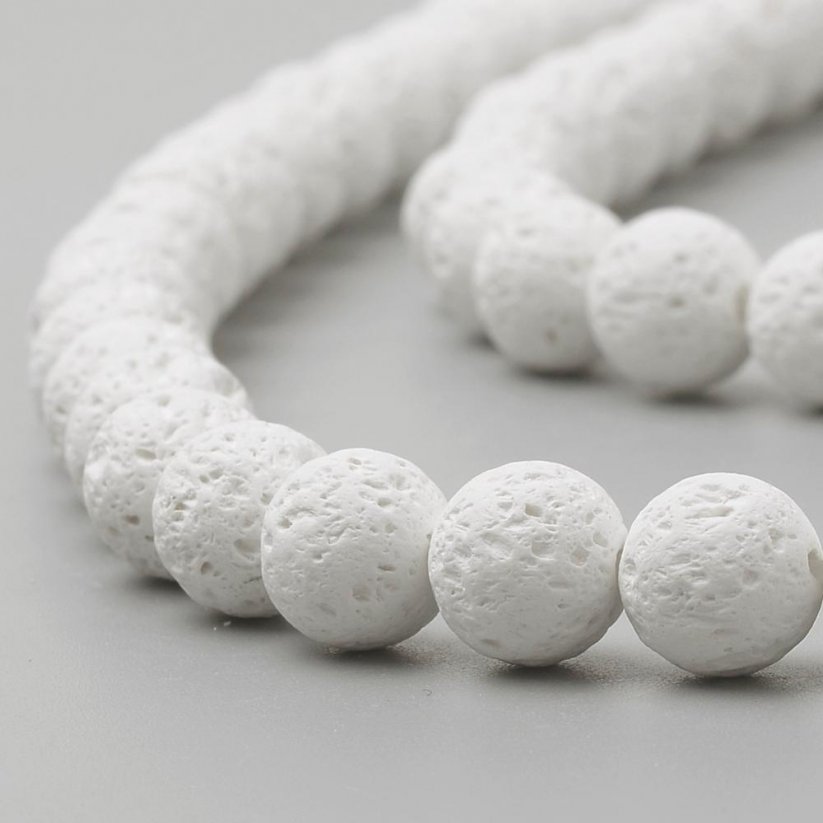 Naturlava - Perlen, weiß, 4 mm - Menge: 1 Stück