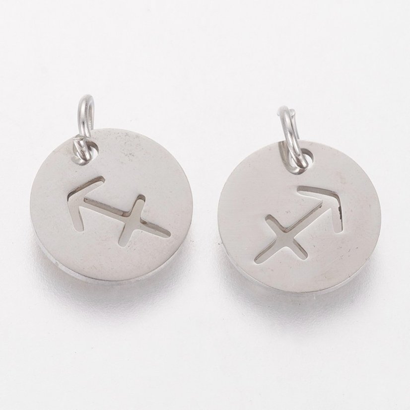 Přívěšek z 304 oceli stříbrný, Znamení - Střelec, 15x12x2 mm