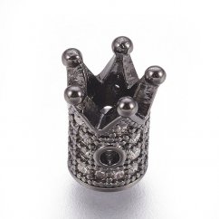 Abstandhalter Krone aus Messing mit Strasssteinen, schwarz, 10x6 mm