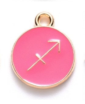 Fém medál horoszkóp szerint -  Nyilas, rózsaszín, 15x12x2mm