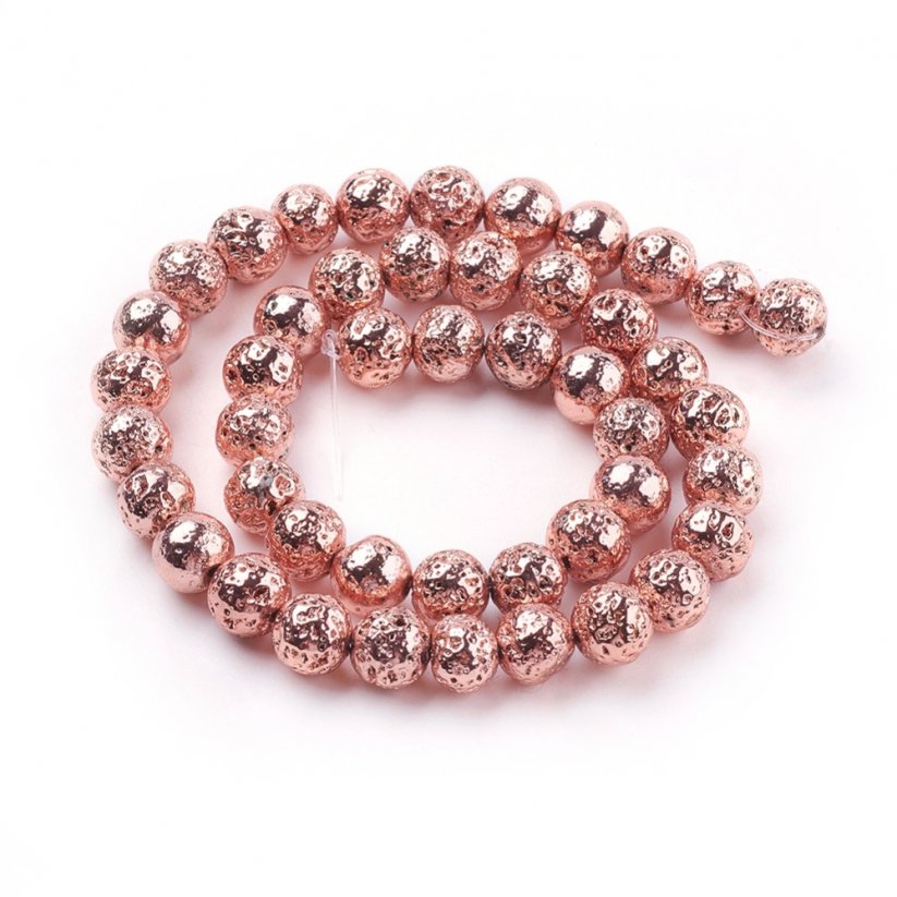 Naturlava - Perlen, metallisiert, rosa, 8 mm