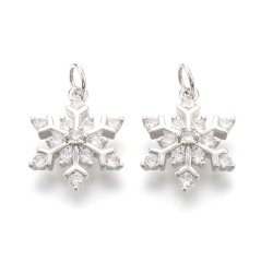 Přívěšek s kubickými zirkony - vločka, 13x17x4mm