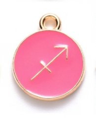 Metallanhänger Sternzeichen - Schütze, rosa, 15x12x2 mm