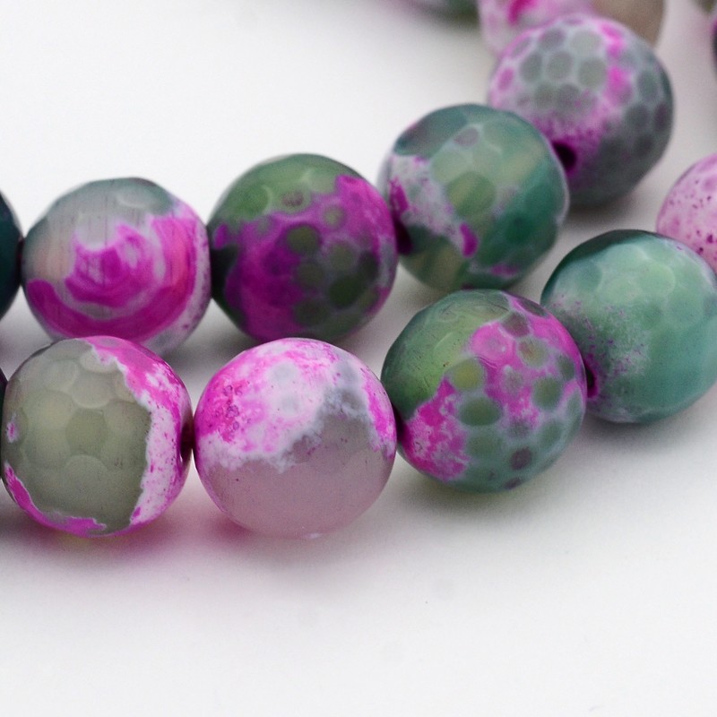 Naturachat - Perlen, geschliffen, rosa-grün, 8 mm
