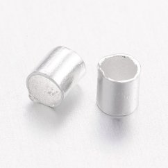 Zatláčací rokajl z mosadze, trubička, 2x2x0,15 mm, strieborný