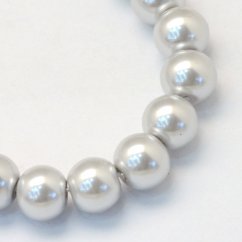 Sklenené korálky s perleťovým efektom - 8mm, strieborné