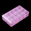 Plastový pořadač na korálky - nastavitelný, 15 oddělení, růžový, 27.5x16.5x5.7cm