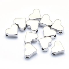 Mosadzný oddeľovač srdce - strieborný  6x7x3mm