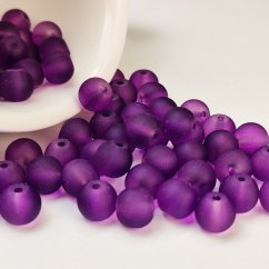 Skleněné korálky matné - 6 mm, fialové