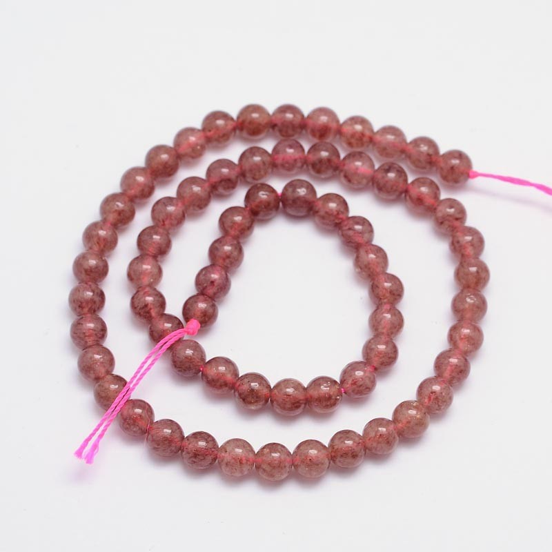 Natürlicher Erdbeerquarz - Perlen, Klasse AA, 6 mm
