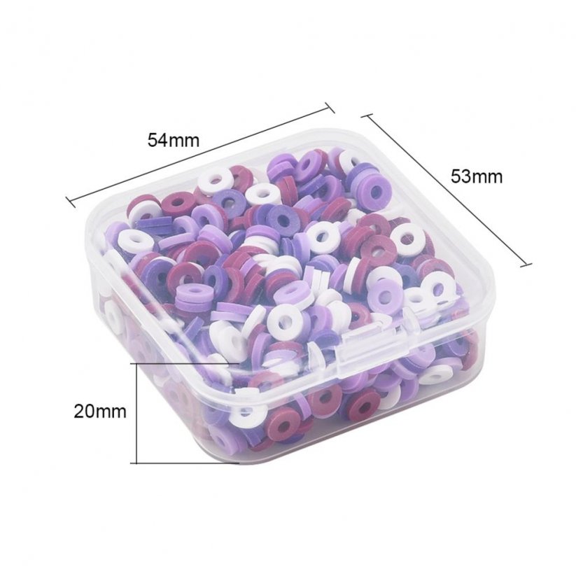Polimer gyöngy készlet, lila színkeverék, 6 mm