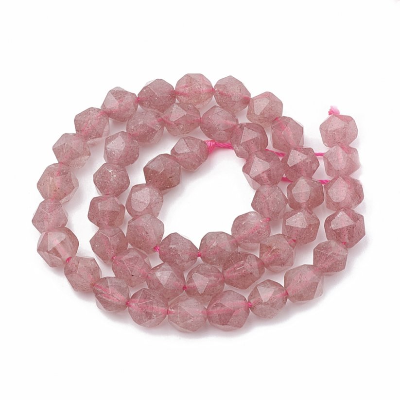 Natürlicher Erdbeerquarz - Perlen, geschliffen, 10x9-10 mm