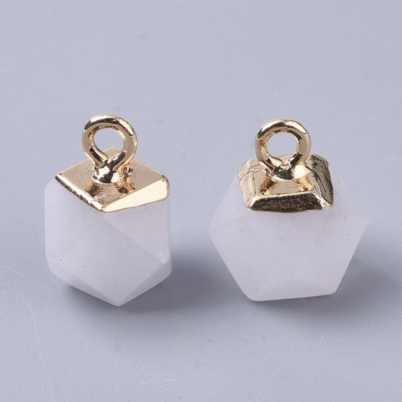 Přívěšek z bílého nefritu s očkem - bílý, 12x10x10mm