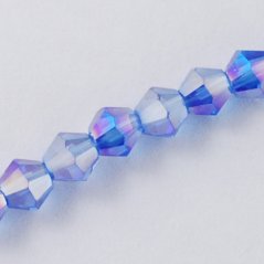Broušené skleněné korálky, pokovené, modré, 3 mm