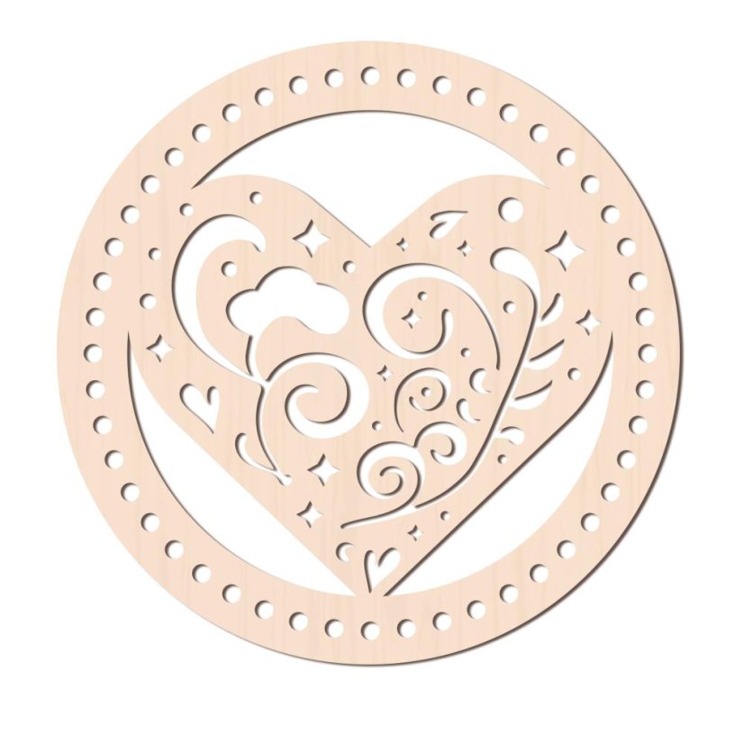 Drevené dno košíka, srdce, 200x6 mm