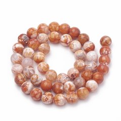 Prírodný achát - korálky, oranžové, praskané, 8 mm