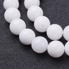 Természetes jade - gyöngyök, fehér, 6 mm