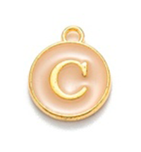 Metallanhänger mit dem Buchstaben C, cremefarben, 14x12x2 mm