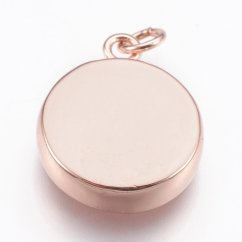 Mosadzný prívesok s ružovou živicou, rosegold, 14x11x3 mm