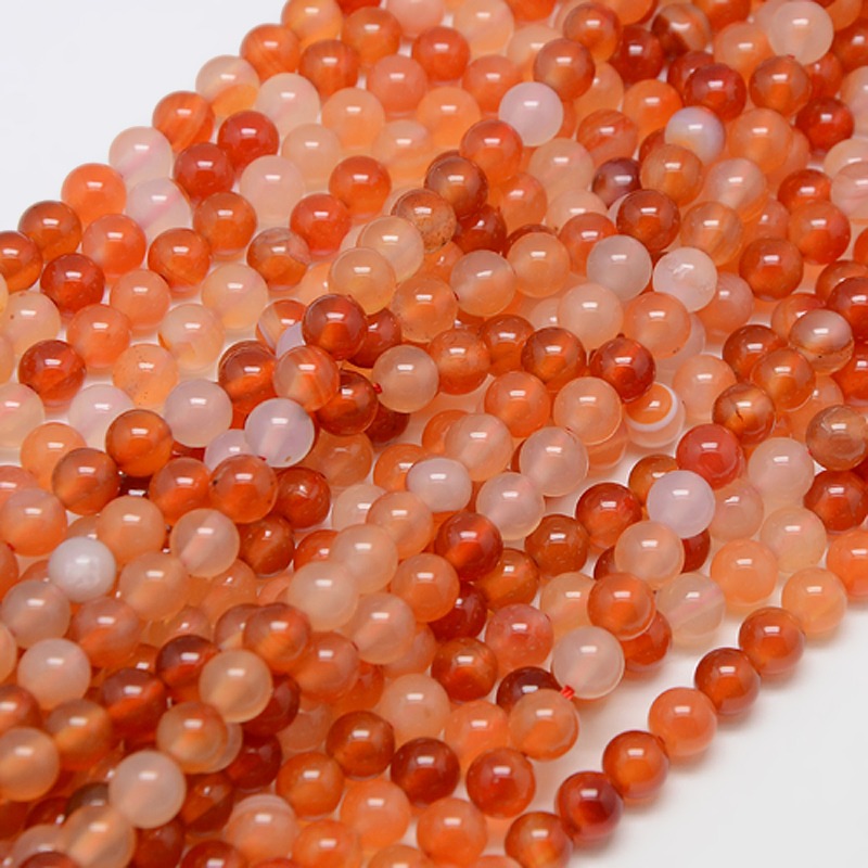 Natürlicher Karneol - Perlen, orange, 6 mm
