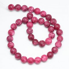 Natürlicher weißer Nephrit - Perlen, matt, rot, 8 mm