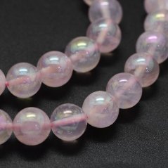 Bevont natúr rózsakvarc - gyöngyök, rózsaszín 8 mm