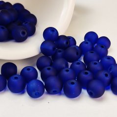 Sklenené korálky matné - 8mm indigové