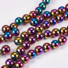 Synthetischer Hämatit - Perlen, metallisiert, Klasse A, mehrfarbig, 8 mm