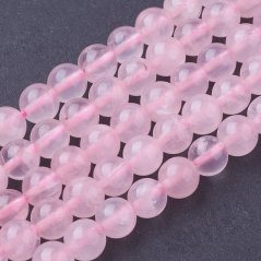 Természetes rózsakvarc - gyöngyök, rózsaszín 6 mm