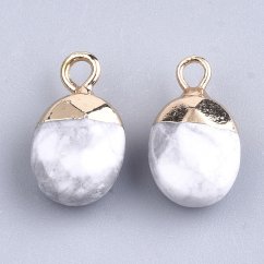 Prívesok z prírodného howlitu, 14–15 × 8 × 5–5,5 mm