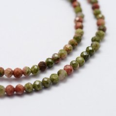 Natürlicher Unakit - Perlen, geschliffen, grün-rot, 2 mm