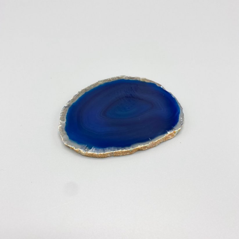 Achát szelet, kék-lila, kb. 8 cm