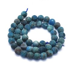 Természetes apatit - gyöngyök, matt, kék, 8 mm