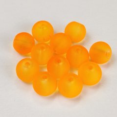 Sklenené korálky matné - 6 mm neon oranžové