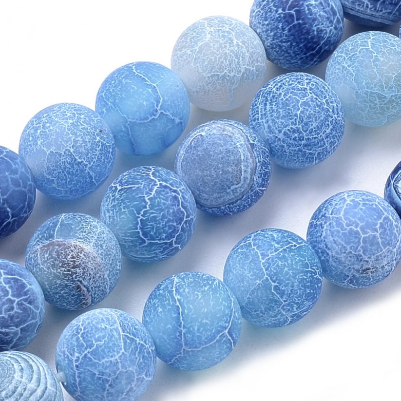 Természetes achát - gyöngyök, jég, kék, 6 mm