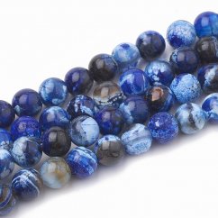 Prírodný achát - korálky, modré, praskané, 8 mm