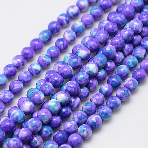 Synthetischer ozeanischer Nephrit - Perlen, violett-blau, 6 mm