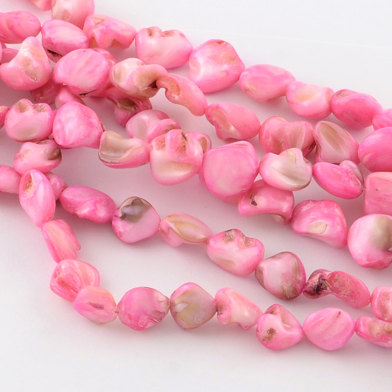 Perleťové nugetky, růžové, 8~18x7~16x4~12 mm