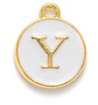 Kovový přívěšek s písmenem Y, bílý, 14x12x2 mm