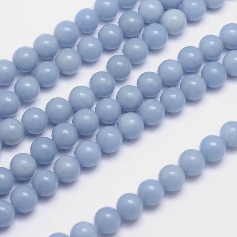 Natürlicher Angelit - Perlen, blau, 8 mm